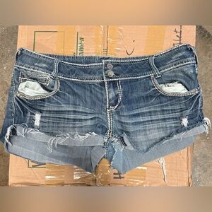 Almost Famous Distressed Blue Jean Shorts